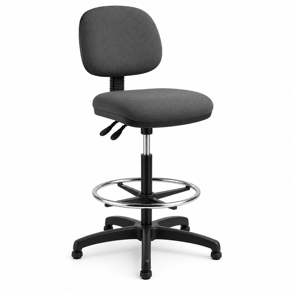 Height Adjustable Fabric Draughtsman Chair with Foot Ring