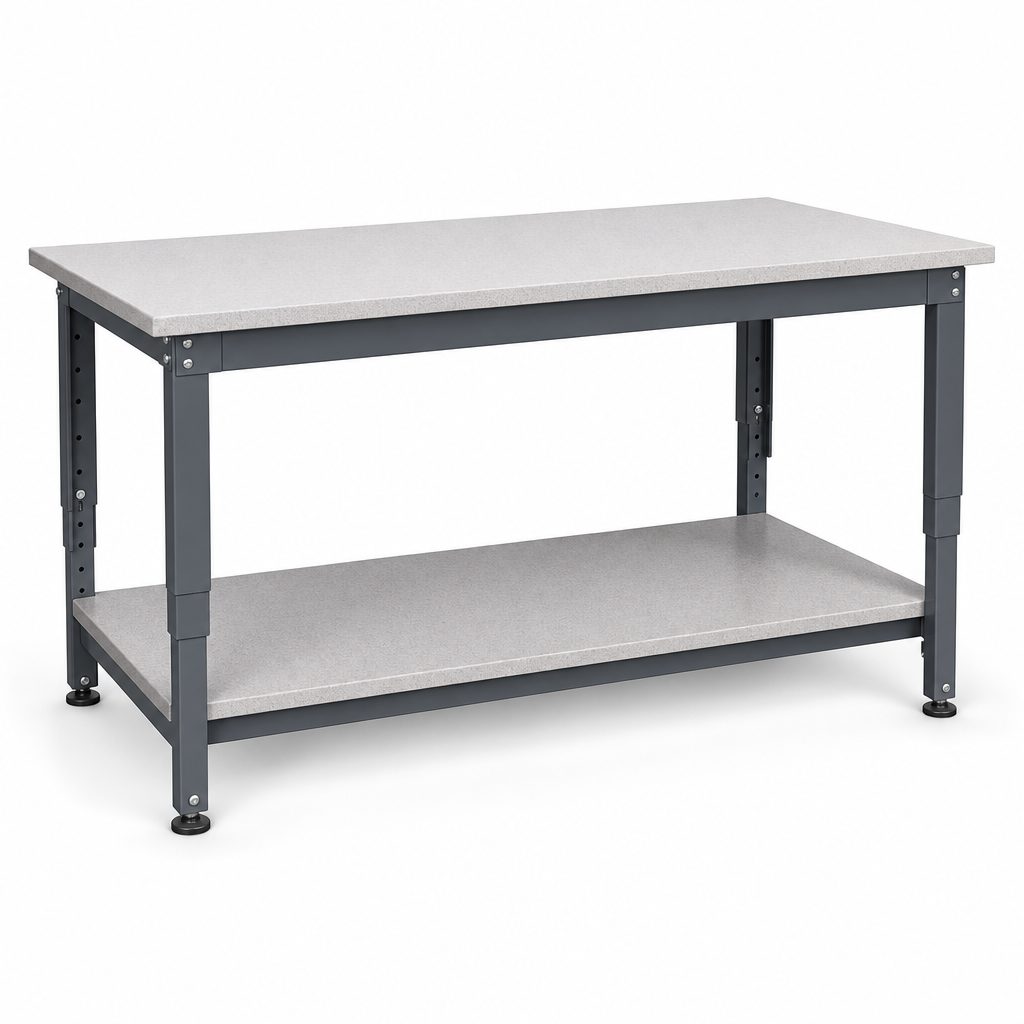 Height Adjustable Lino Workbench with Shelf 1500 x 750mm