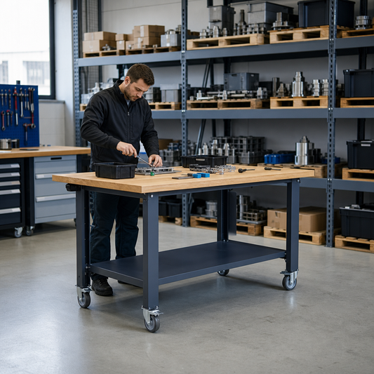 Height Adjustable Mobile Workbench 1500 x 750mm
