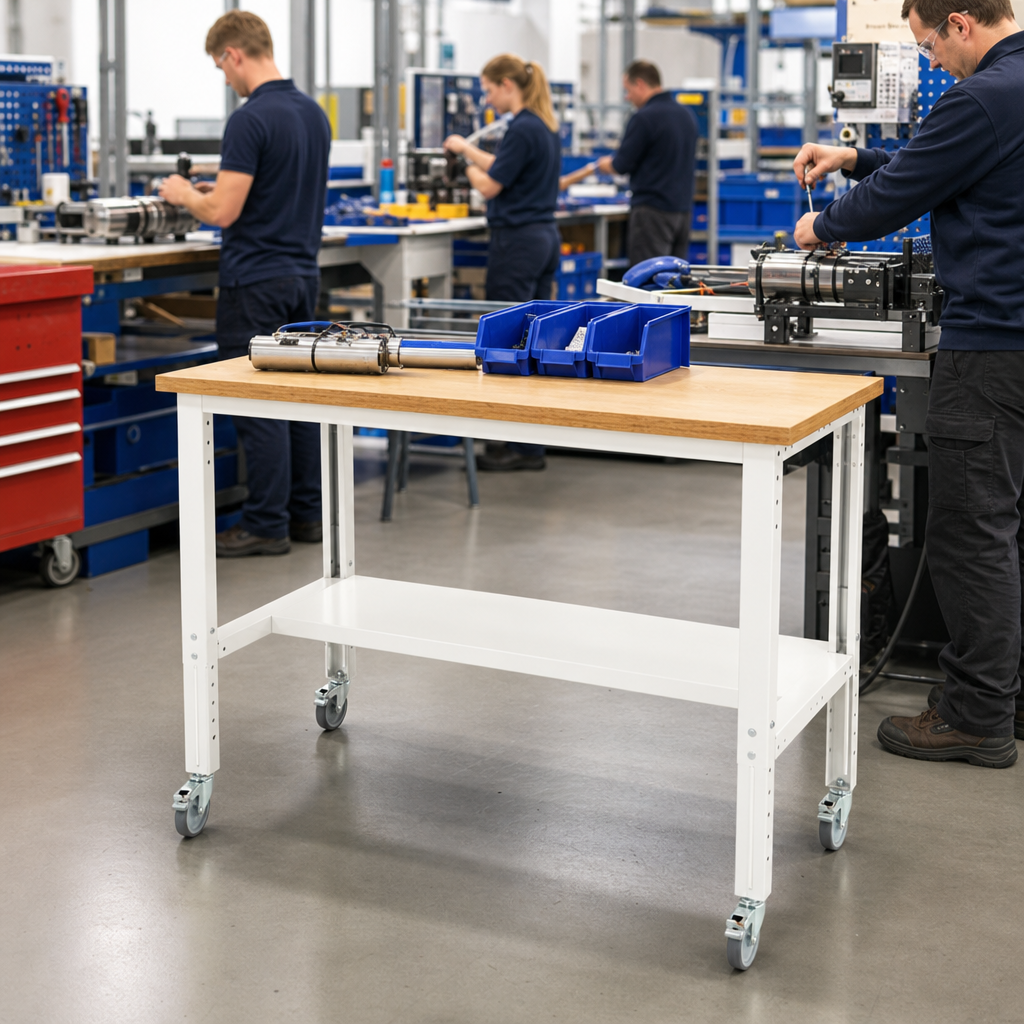 Height Adjustable Mobile Workbench 1500 x 750mm