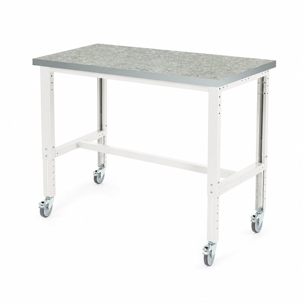 Height Adjustable Mobile Workbench with Lino Worktop 1500 x 900mm