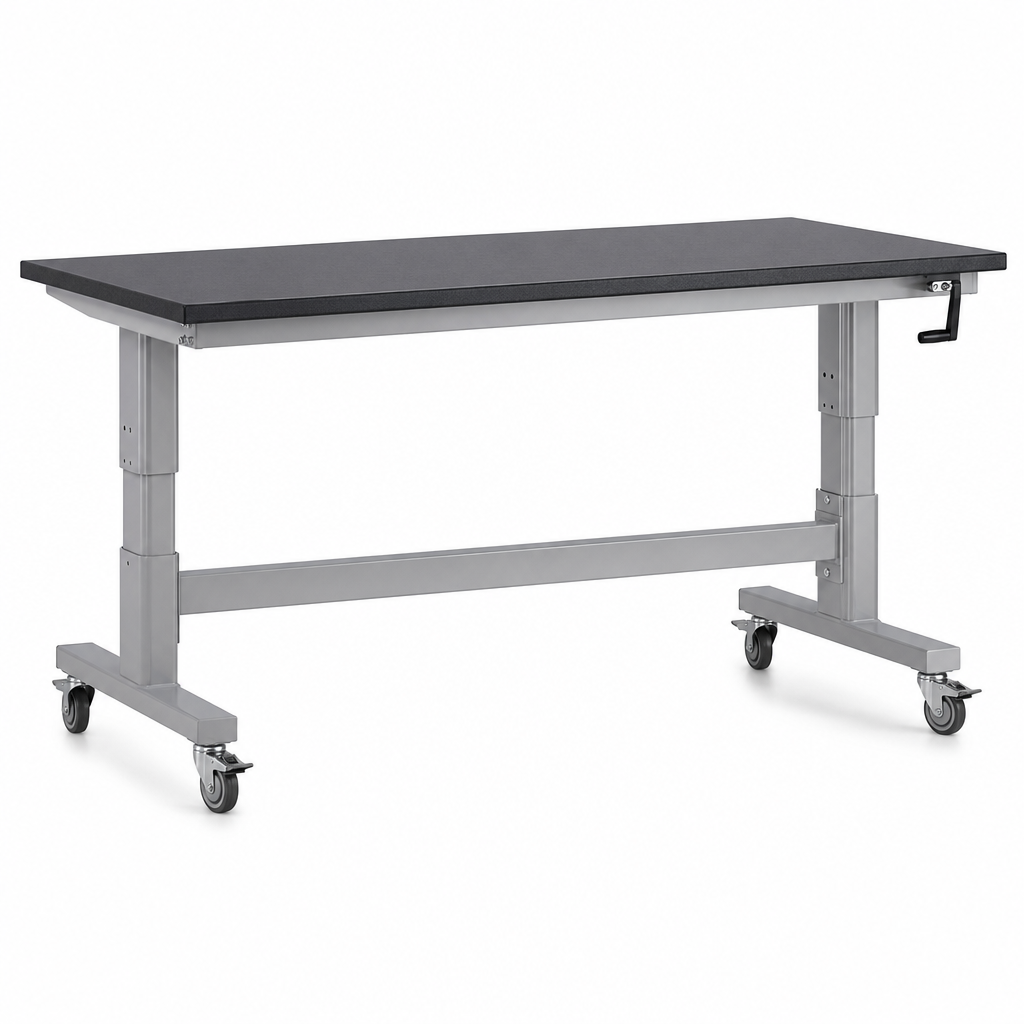 Height Adjustable Mobile Workbench with Lino Worktop 1500 x 750mm