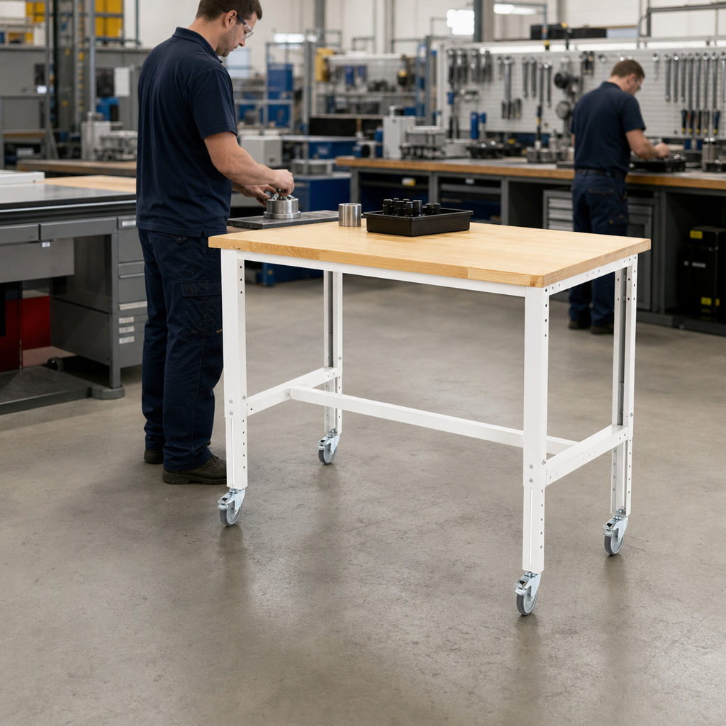 Height Adjustable Mobile Workbench with MPX Worktop 1500 x 750mm