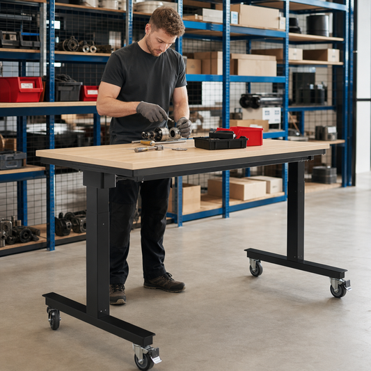 Height Adjustable Mobile Workbench with MPX Worktop 1500 x 750mm