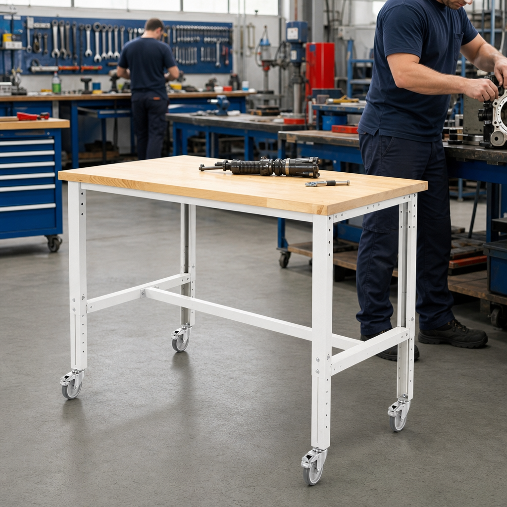 Height Adjustable Mobile Workbench with MPX Worktop 1500 x 900mm