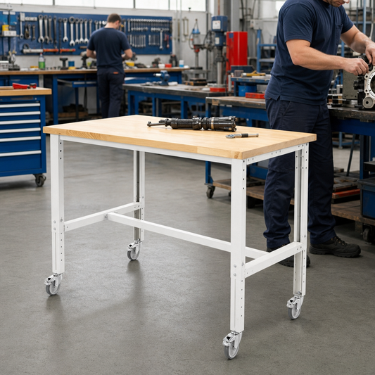 Height Adjustable Mobile Workbench with MPX Worktop 1500 x 900mm