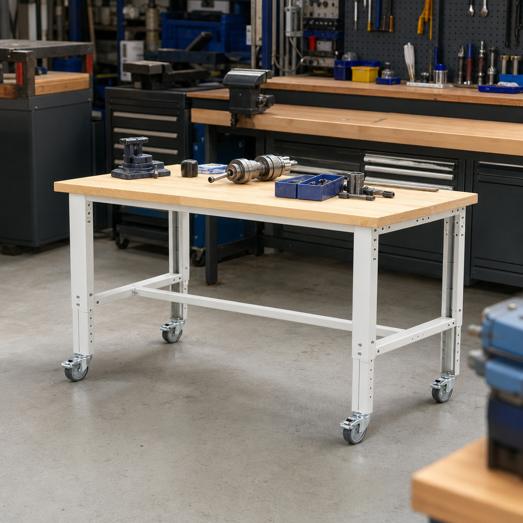 Height Adjustable Mobile Workbench with MPX Worktop 2000 x 900mm