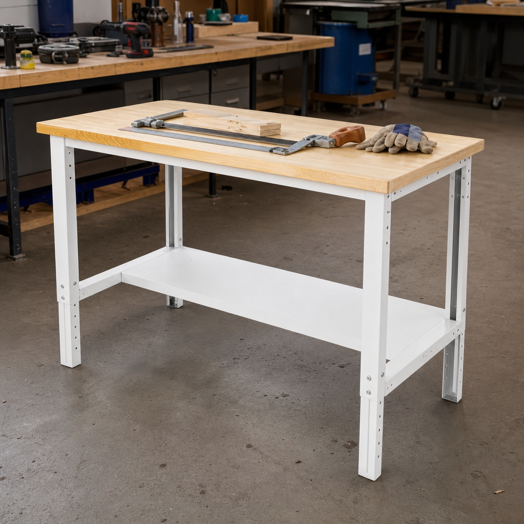 Height Adjustable MPX Workbench with Single Shelf 1500 x 750mm