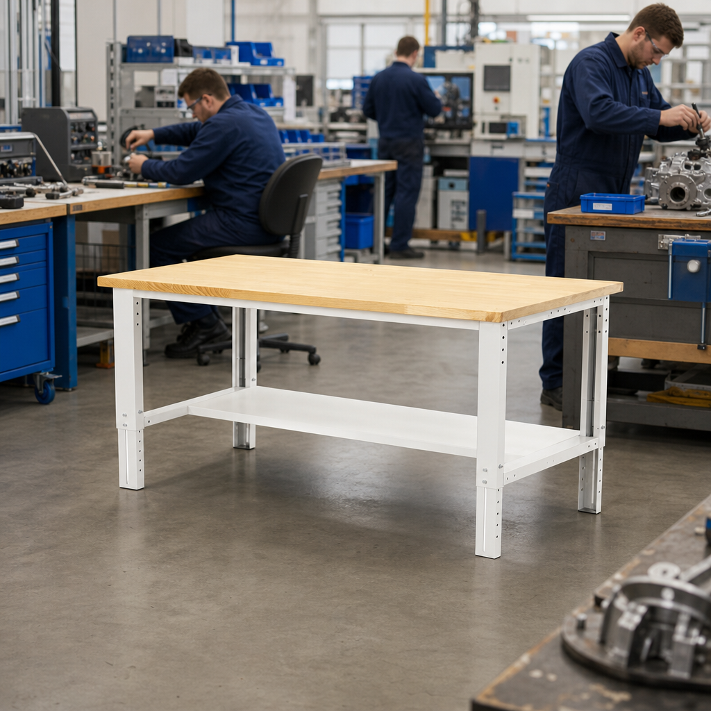 Height Adjustable MPX Workbench with Single Shelf 2000x900mm