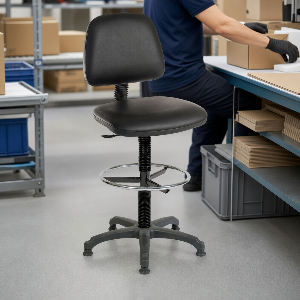 Height Adjustable Polyurethane Draughtsman Chair with Glides