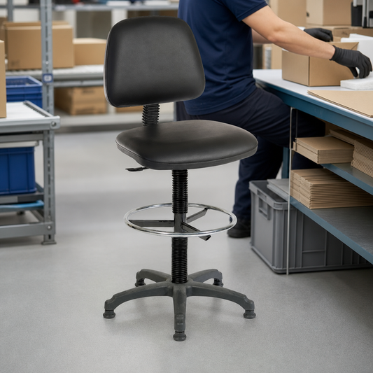 Height Adjustable Polyurethane Draughtsman Chair with Glides