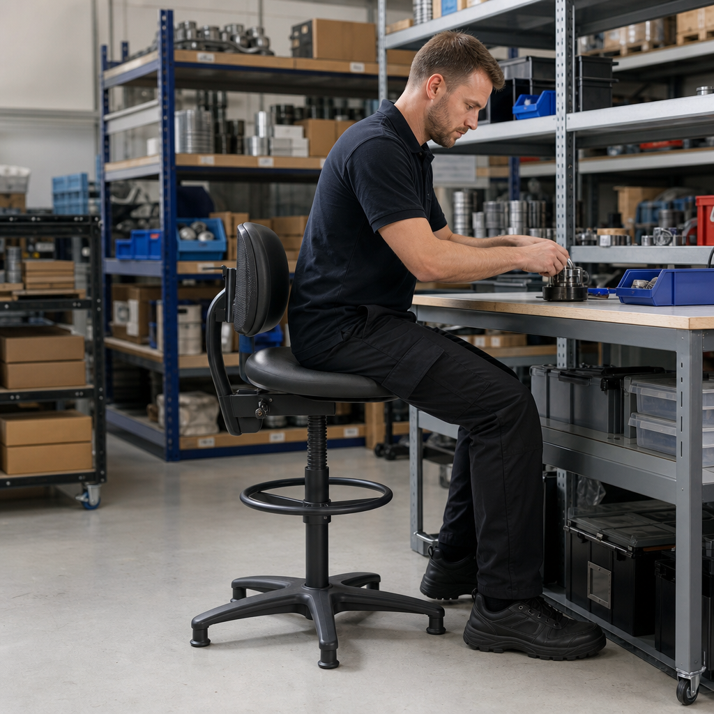 Height Adjustable Polyurethane Draughtsman Chair with Glides