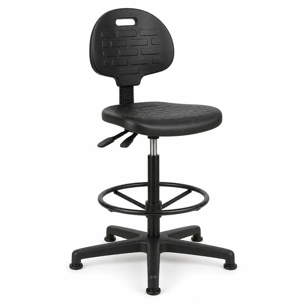 Height Adjustable Polyurethane Draughtsman Chair with Glides