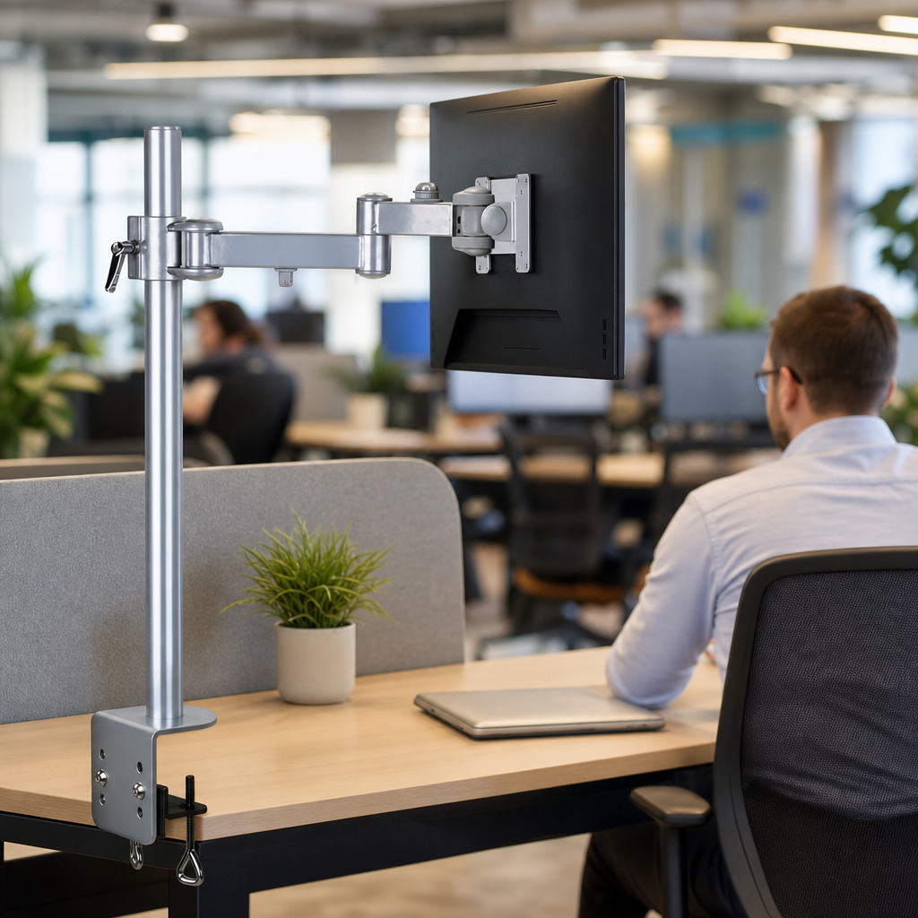 Height Adjustable Single VESA Monitor Arm with Desk Clamp