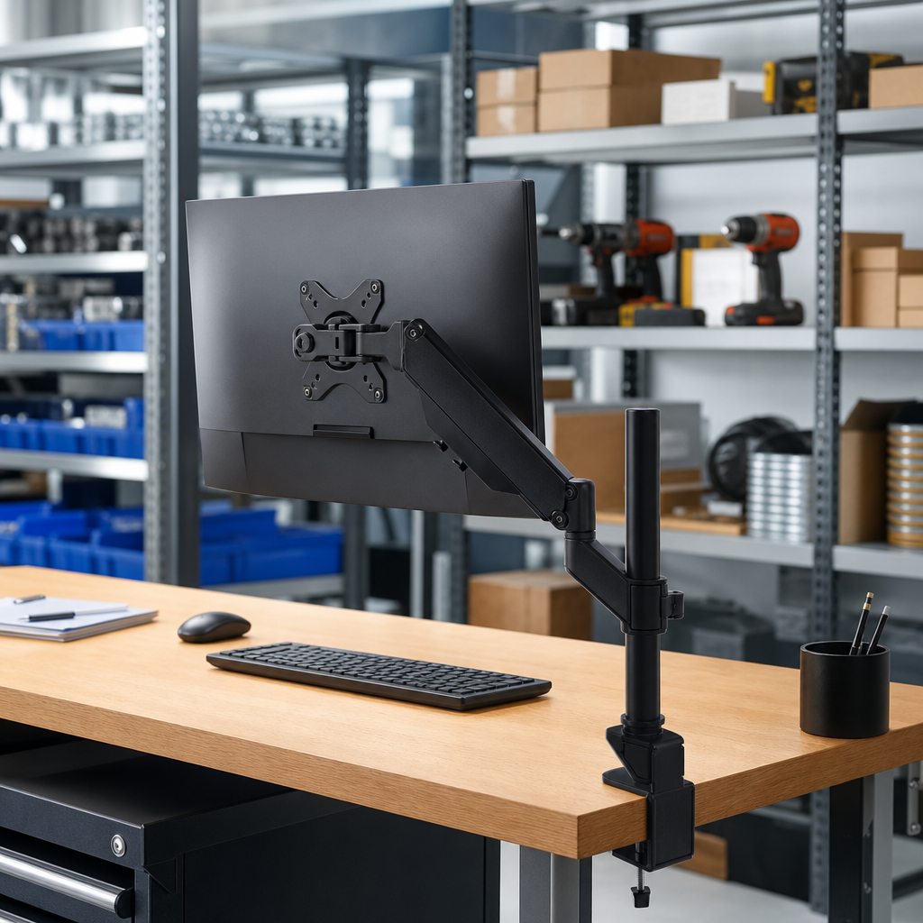 Height Adjustable Single VESA Monitor Arm with Desk Clamp