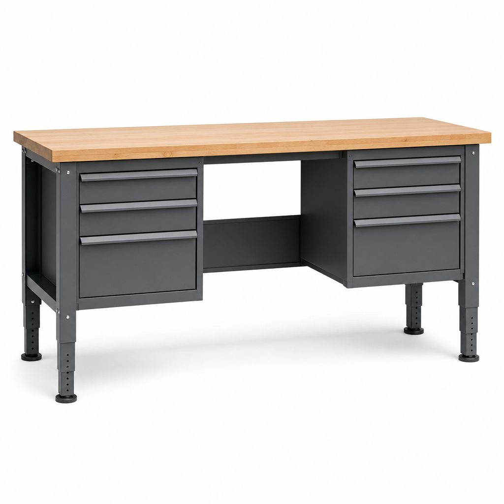 Height Adjustable Workbench with 6 Drawers 1500 x 600mm