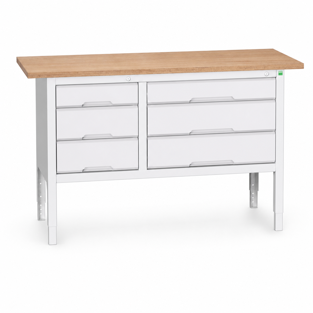 Height Adjustable Workbench with 6 Drawers 1500 x 600mm