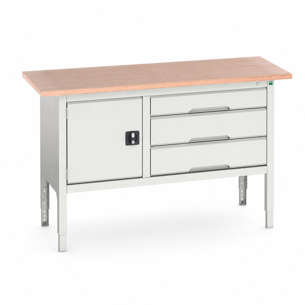 Height Adjustable Workbench with Cabinet and 3 Drawers