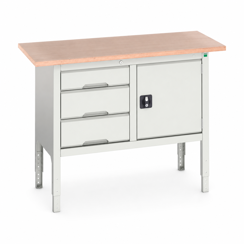 Height Adjustable Workbench with Cupboard and Drawers 1250 x 600mm