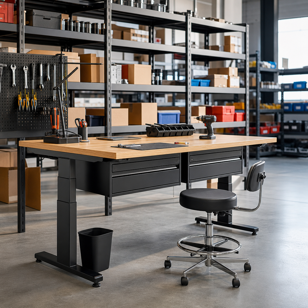 Height Adjustable Workbench with Drawer Storage
