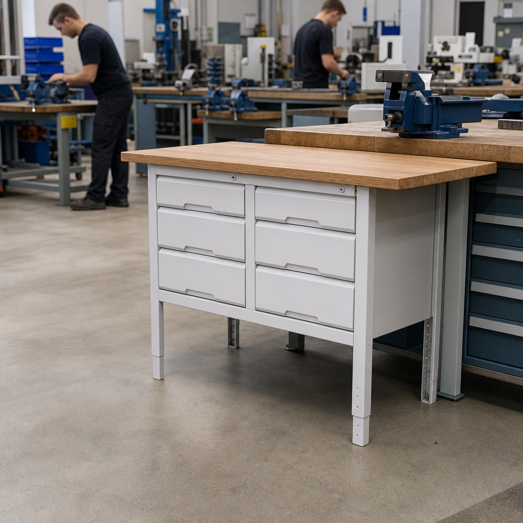Height Adjustable Workbench with Drawers 1250 x 600mm