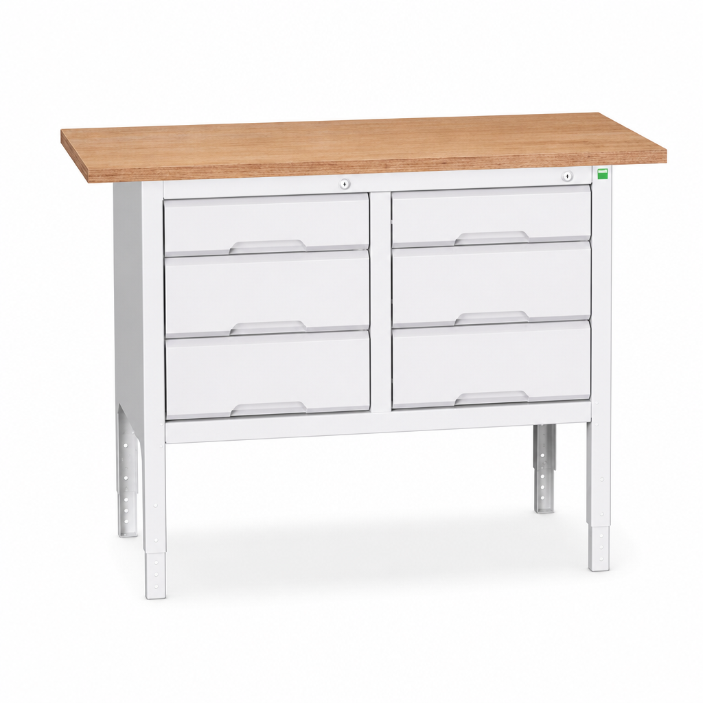 Height Adjustable Workbench with Drawers 1250 x 600mm