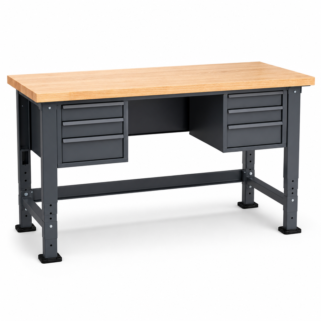 Height Adjustable Workbench with Drawers 1250 x 600mm