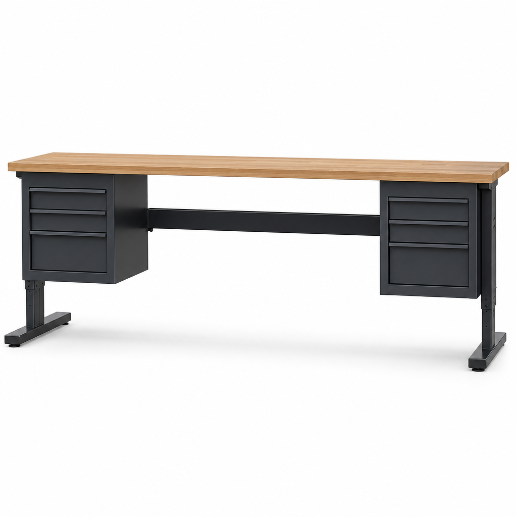 Height Adjustable Workbench with Drawers 2000 x 600mm