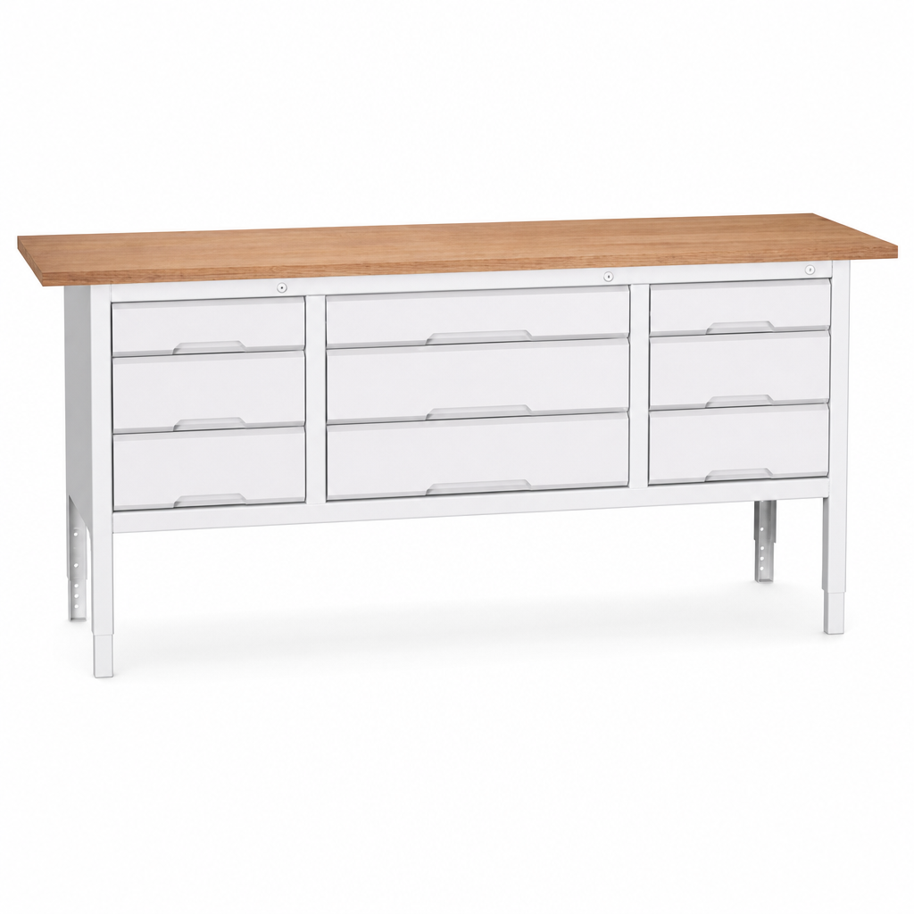 Height Adjustable Workbench with Drawers 2000 x 600mm