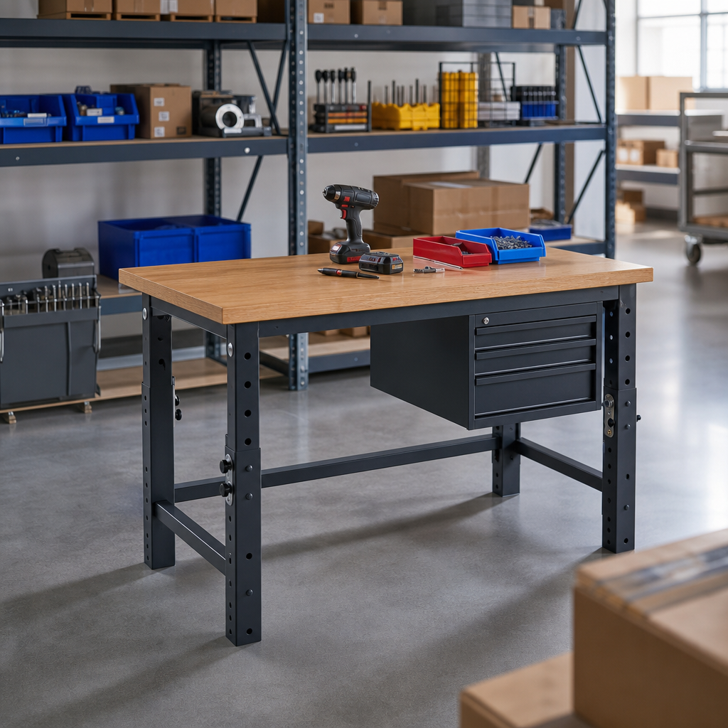 Height Adjustable Workbench with Drawers 780-930x700x600mm