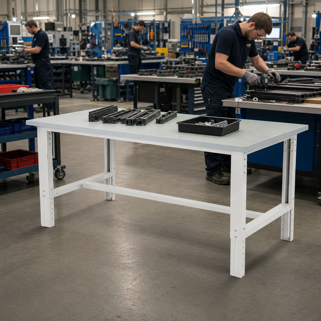 Height Adjustable Workbench with Lino Top 2000 x 900mm
