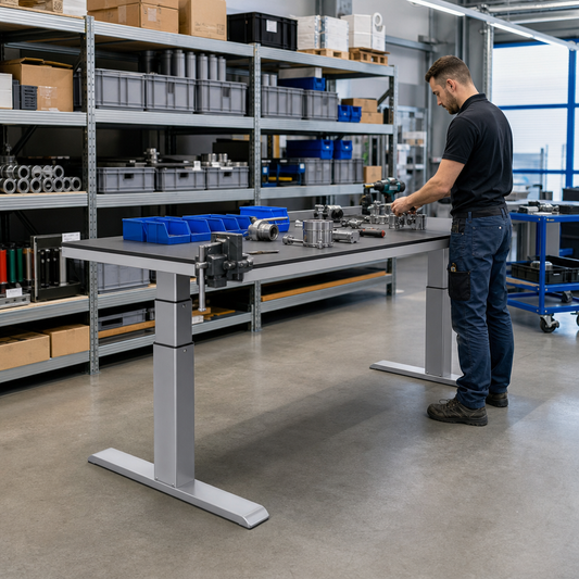 Height Adjustable Workbench with Lino Top 2000 x 900mm