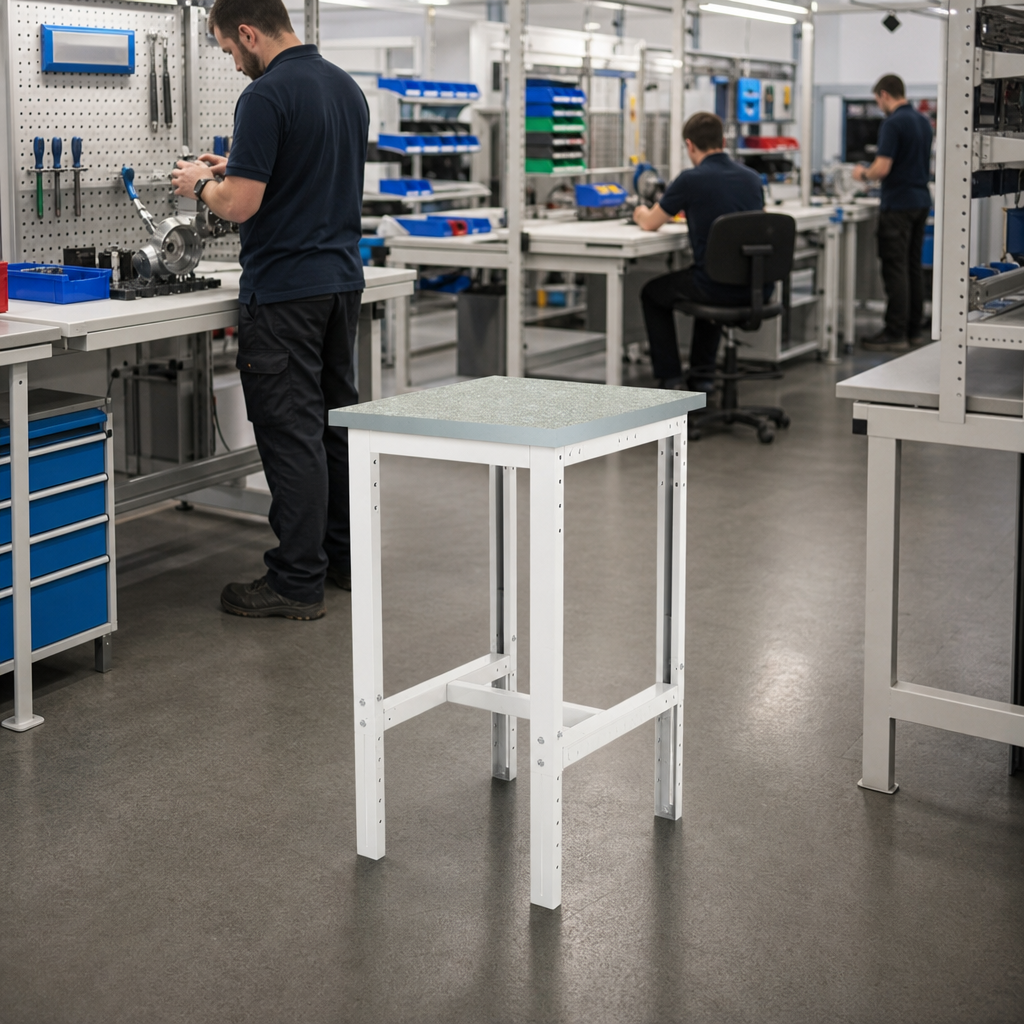 Height Adjustable Workbench with Lino Top 740-1140mm High