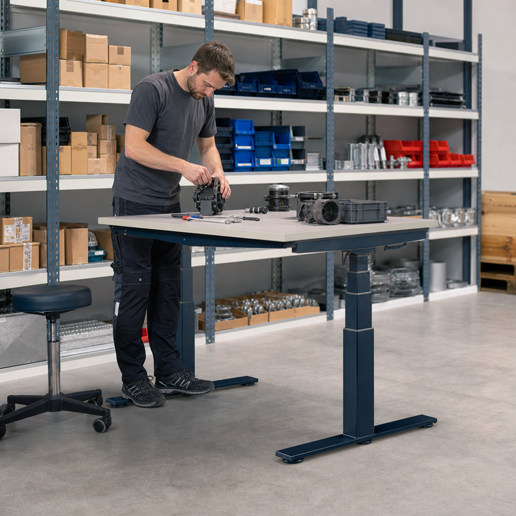 Height Adjustable Workbench with Lino Top 740-1140mm High