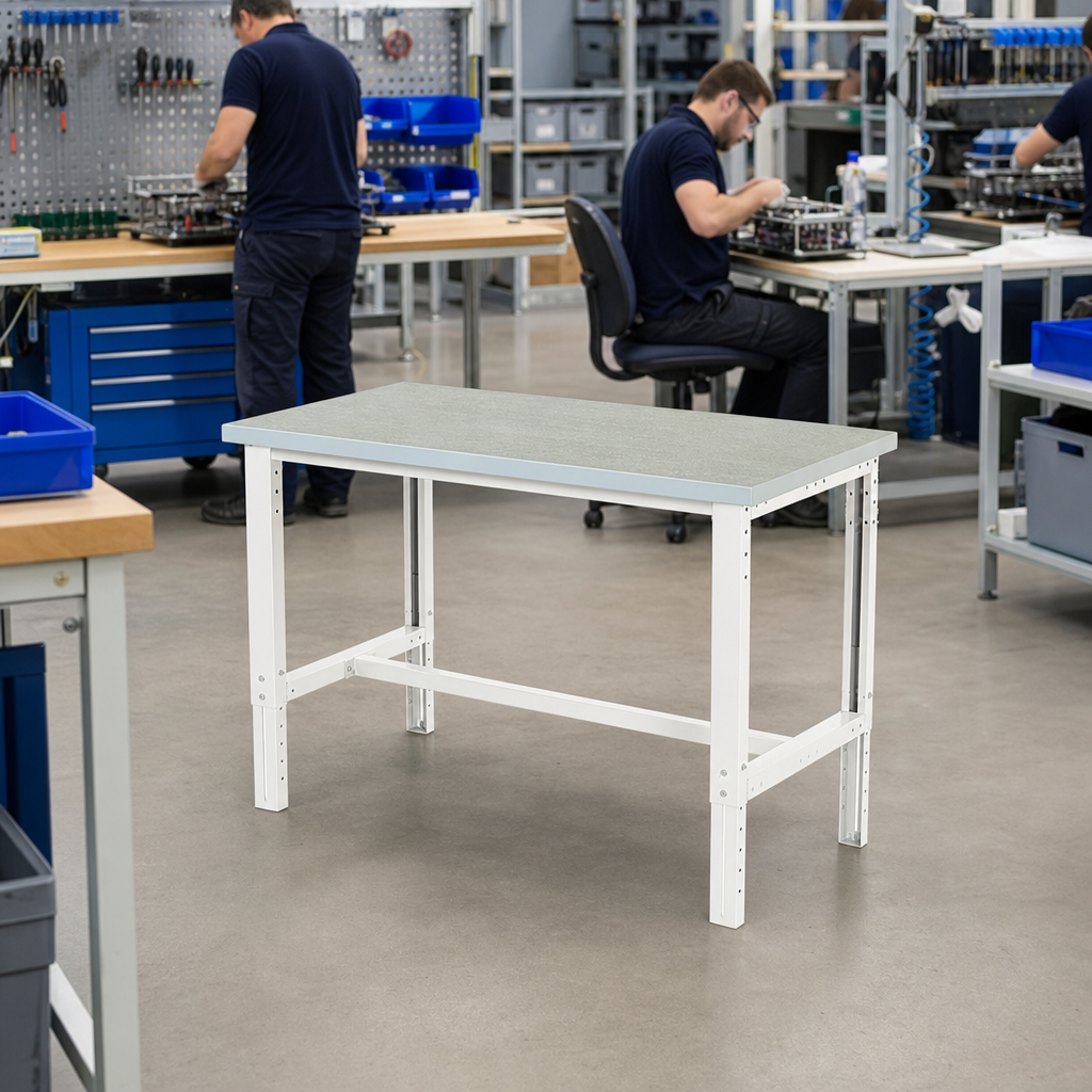 Height Adjustable Workbench with Linoleum Top 1500 x 750mm