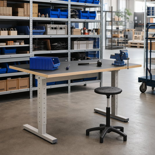 Height Adjustable Workbench with Linoleum Top 1500 x 750mm