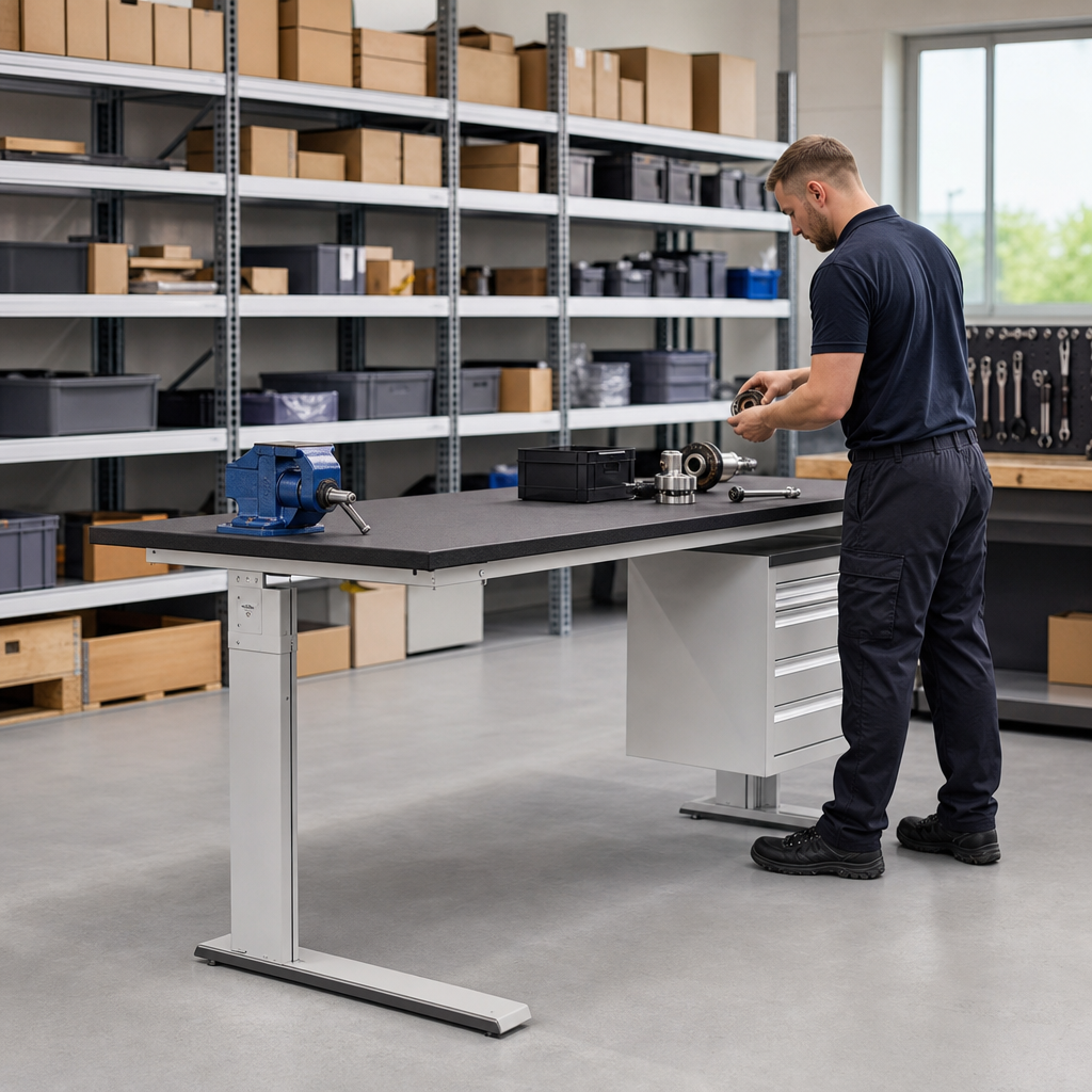 Height Adjustable Workbench with Linoleum Top 2000 x 750mm