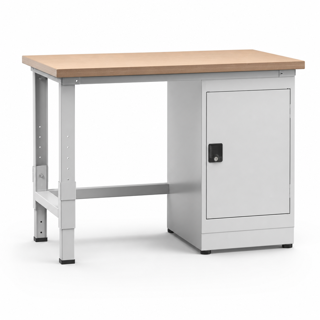 Height Adjustable Workbench with Lockable Cabinet 780-930x700x600mm
