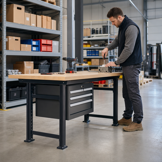 Height Adjustable Workbench with Lockable Drawers 1140mm