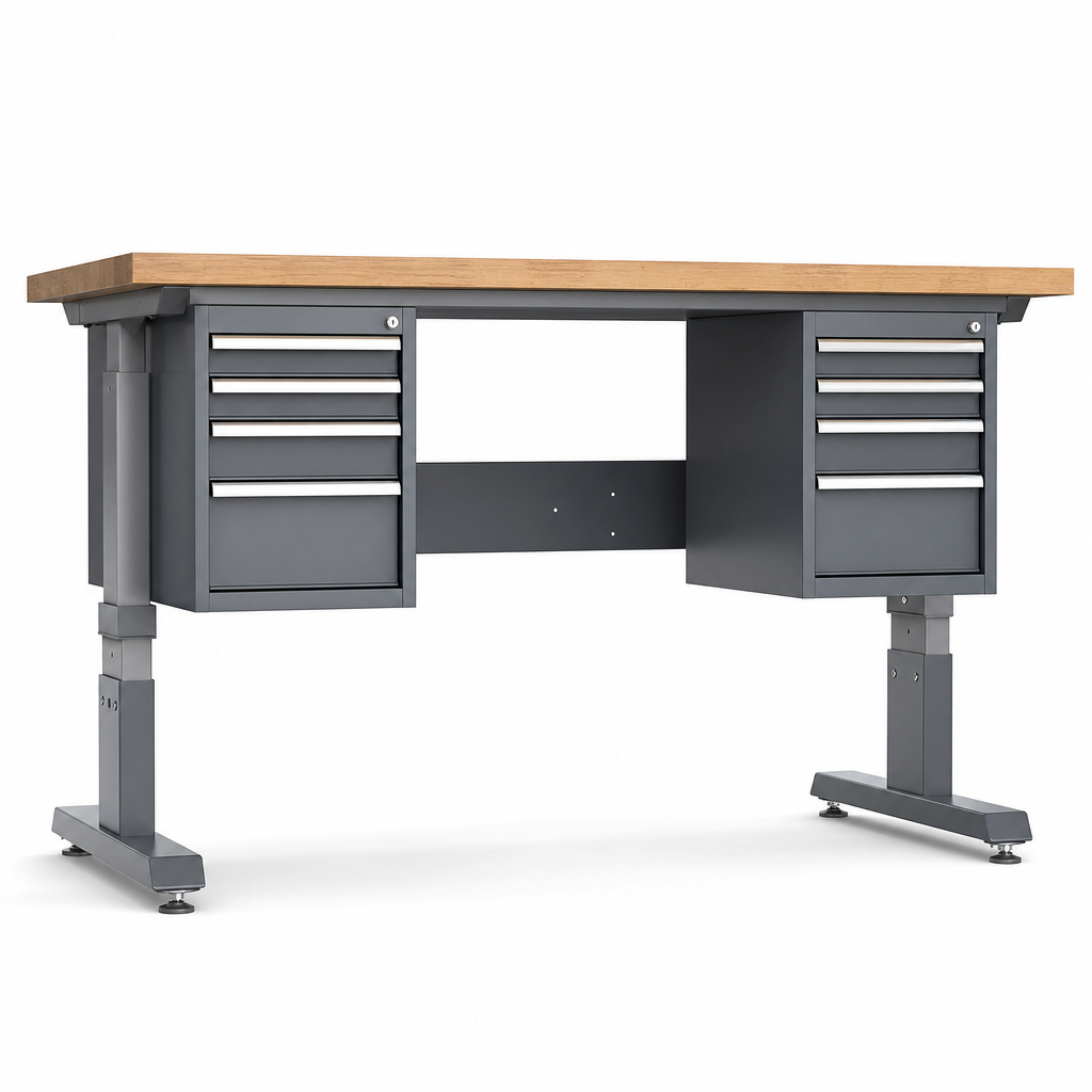 Height Adjustable Workbench with Lockable Drawers 1140mm