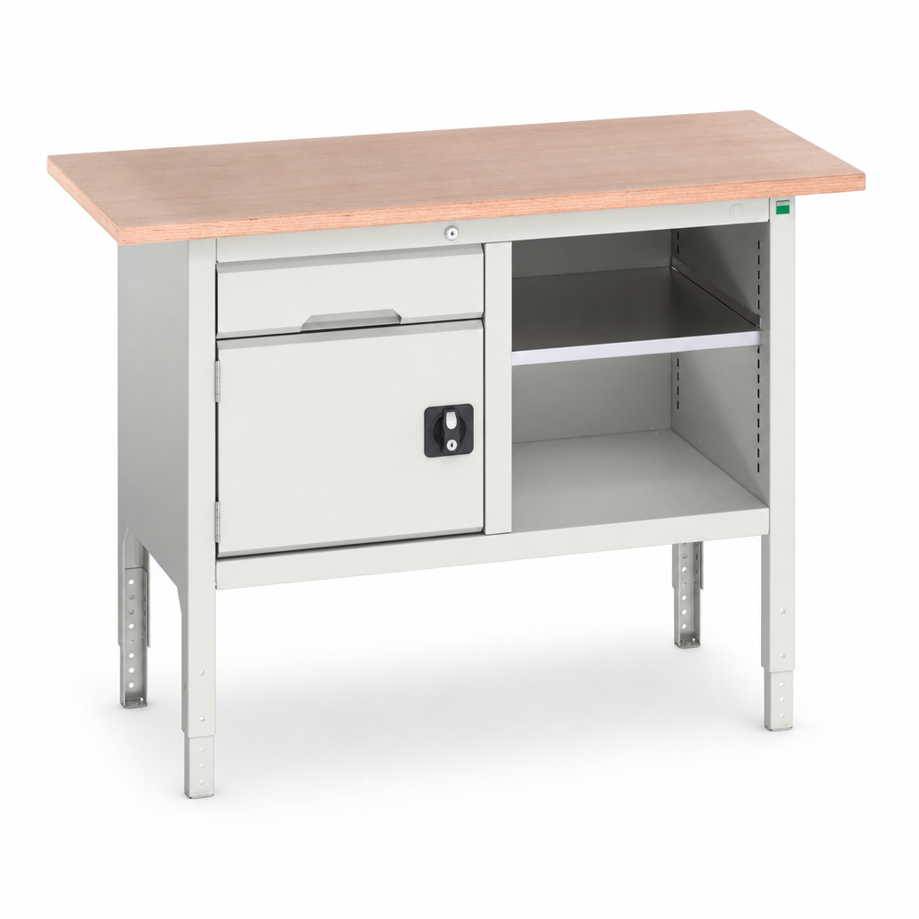Height Adjustable Workbench with Shelf and Drawer 1250 x 600mm