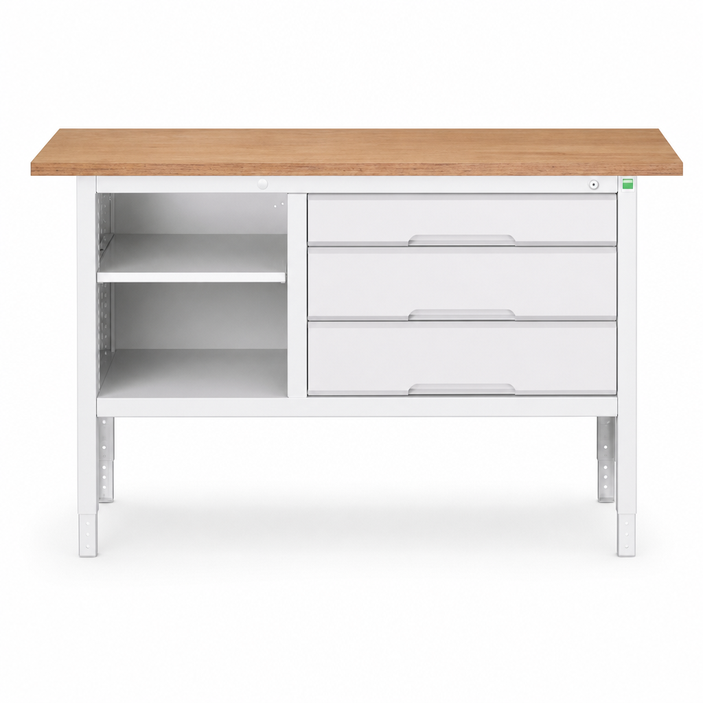 Height Adjustable Workbench with Shelf and Drawers