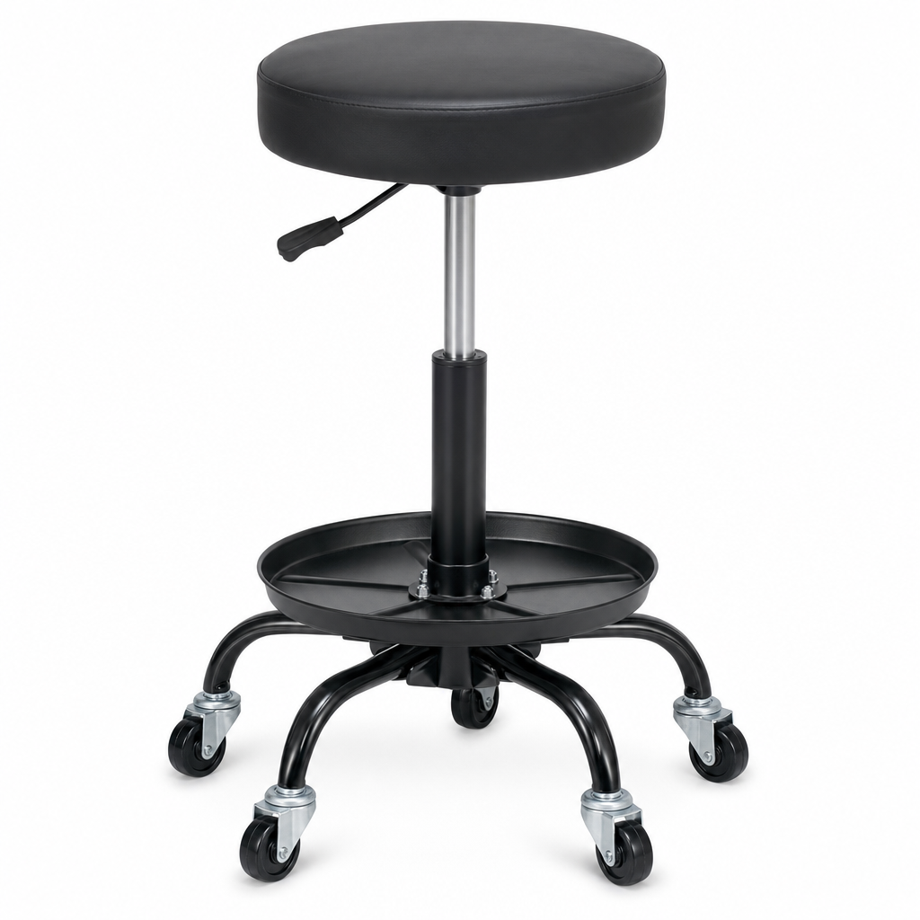 Height Adjustable Workshop Stool with Castors