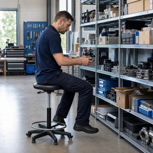 Height Adjustable Workshop Stool with Footrest