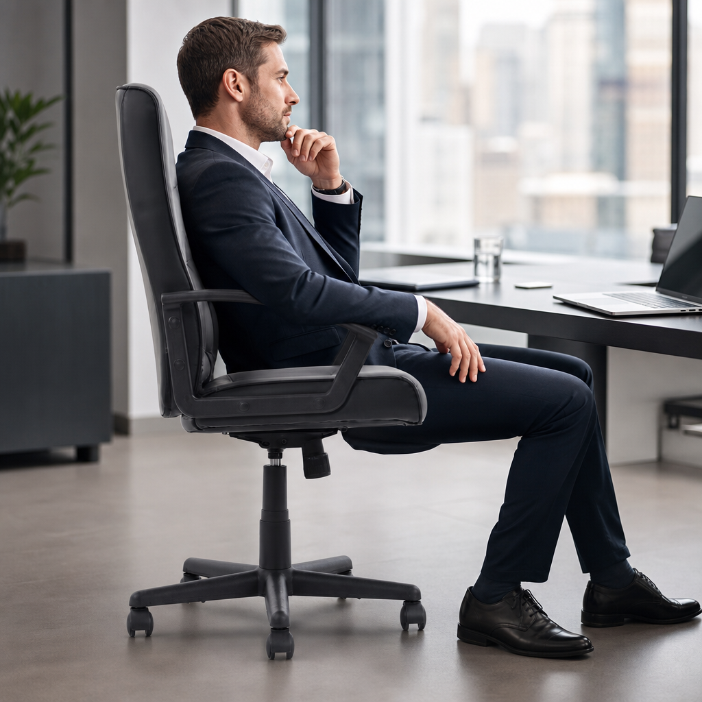 High Back Leather Office Chair in Black