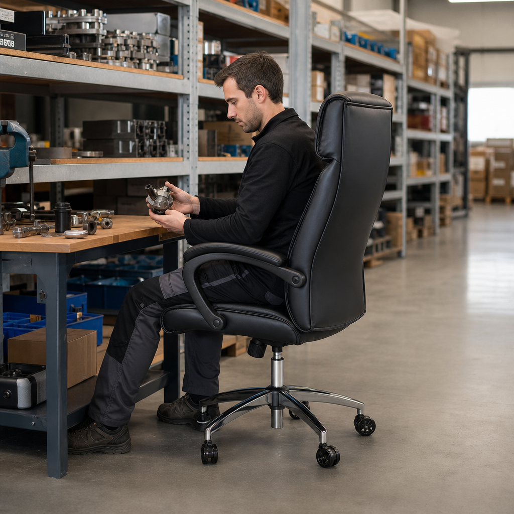 High Back Leather Office Chair in Black