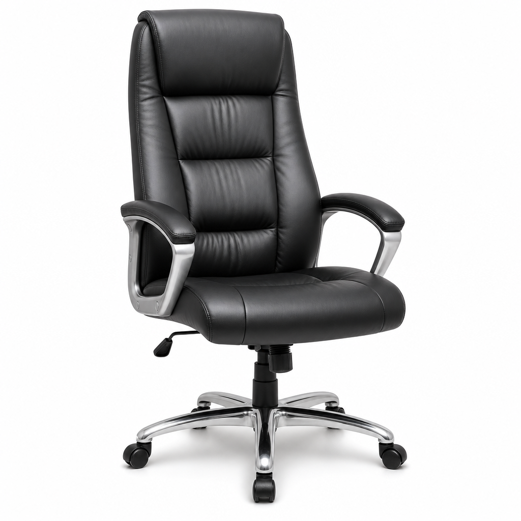 High Back Leather Office Chair in Black
