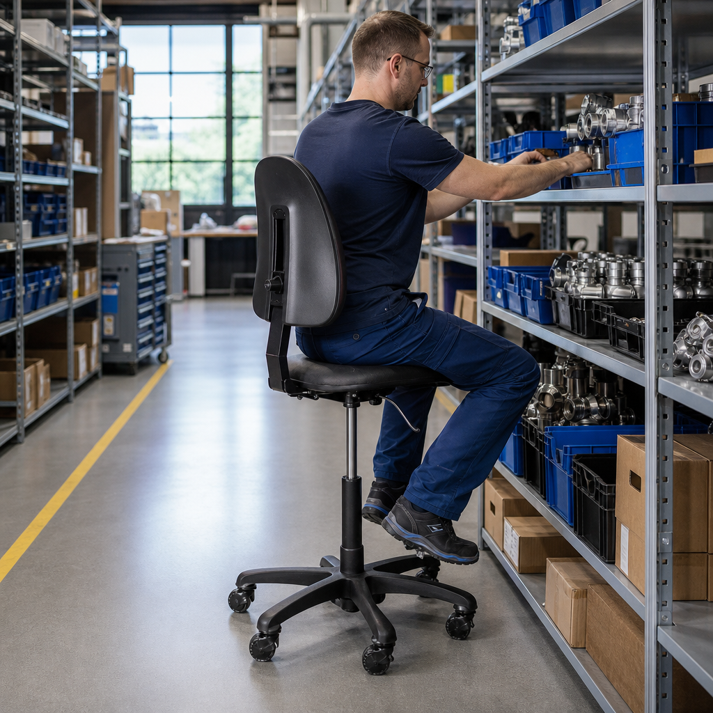 High Back Polyurethane Sit Stand Stool on Castors