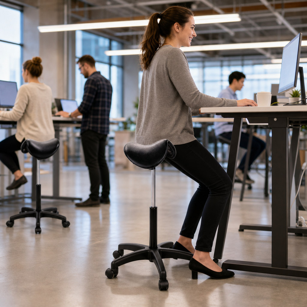 High Back Polyurethane Sit Stand Stool on Castors
