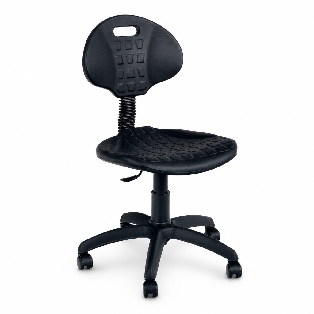 High Black Ergonomic Mobile Workshop Chair